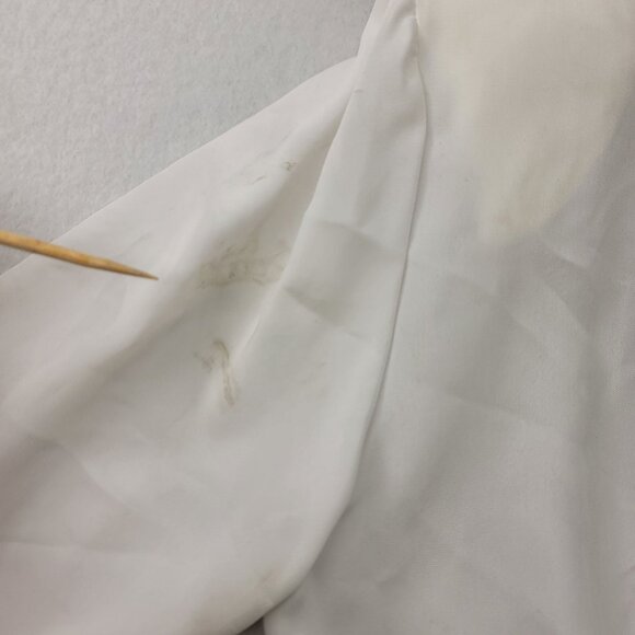 VTG Gailord White Sz 8 Lg-Slve Blouse Placket Button Front Smocked Hem *callout - Picture 12 of 12